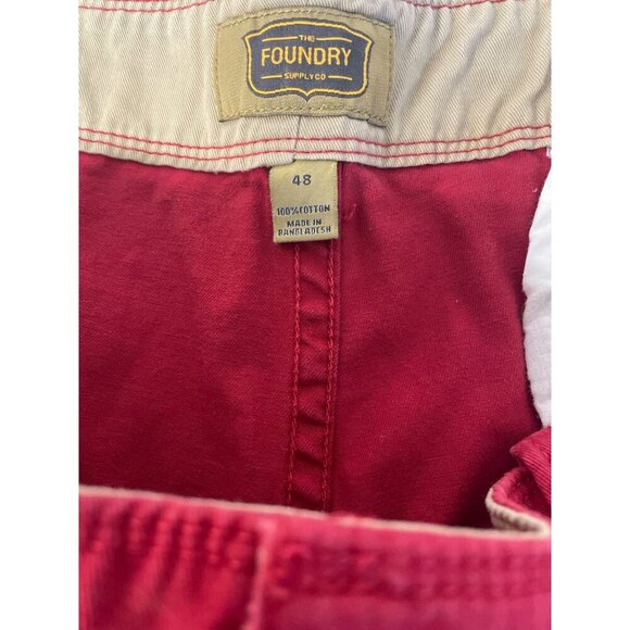 The Foundry Mens Red Cotton Cargo Shorts Size 48 Utility Pockets & Belt Loops - Picture 2 of 4